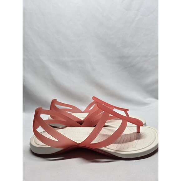 Crocs Adrina Pink / White Womens Size 10 Strappy Thong Sandals - Picture 9 of 9